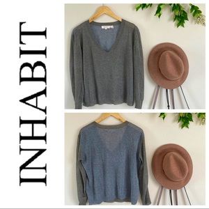 INHABIT - Two Toned V Neck Sweater